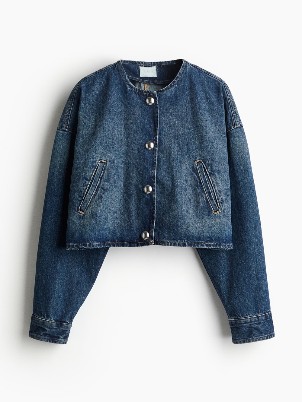 H&M Dark Blue Cropped Denim Jacket